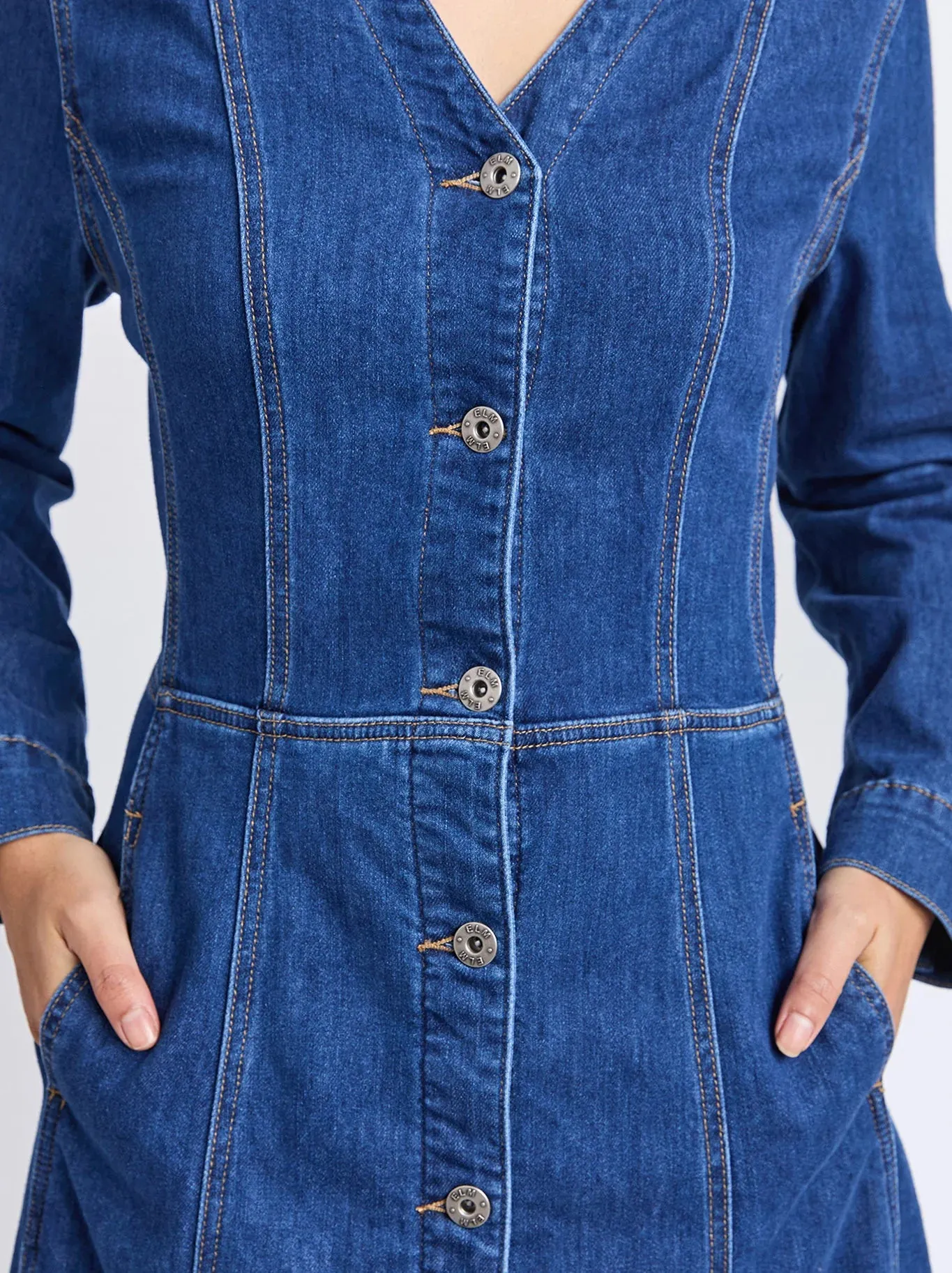 ELM Lifestyle II MARIELLA Denim Dress - Mid Blue Wash