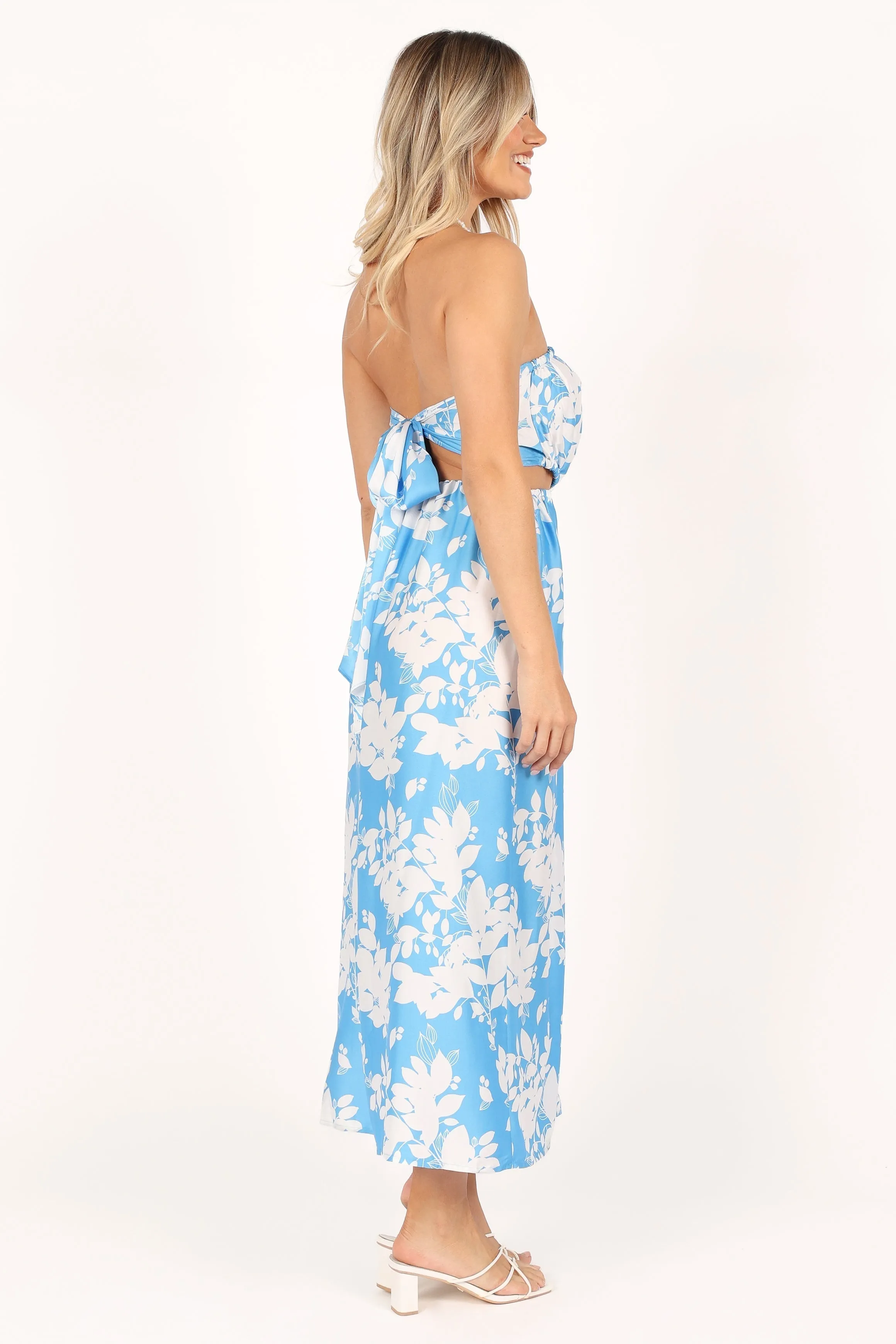 Elodie Tube Belted Jumpsuit - Blue/White