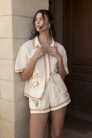 Embroidered Shirt & Short Set