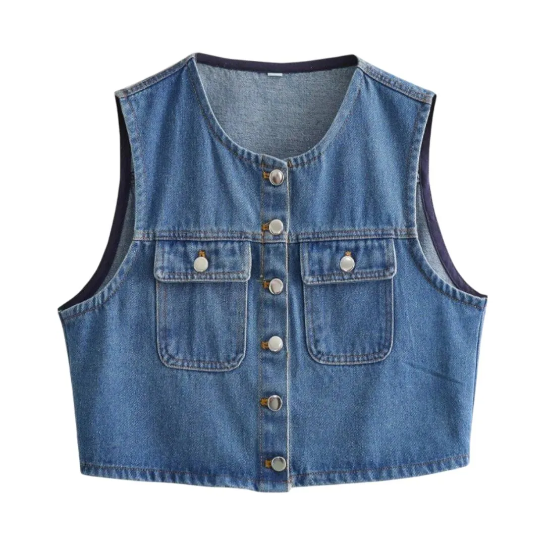 Esme™ | Button-Front Denim Top