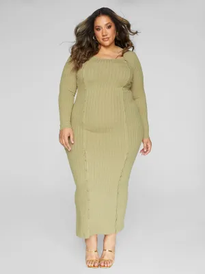 Fashion To Figure - Cece Ribbed Knit Button Detail Maxi Dress