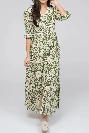 FINAL SALE: Beau & Ro Anna Dress in Flower Power Green