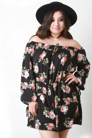 Floral Off the Shoulder Long Sleeves Romper