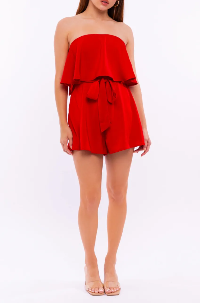 Flounce Self Belt Romper