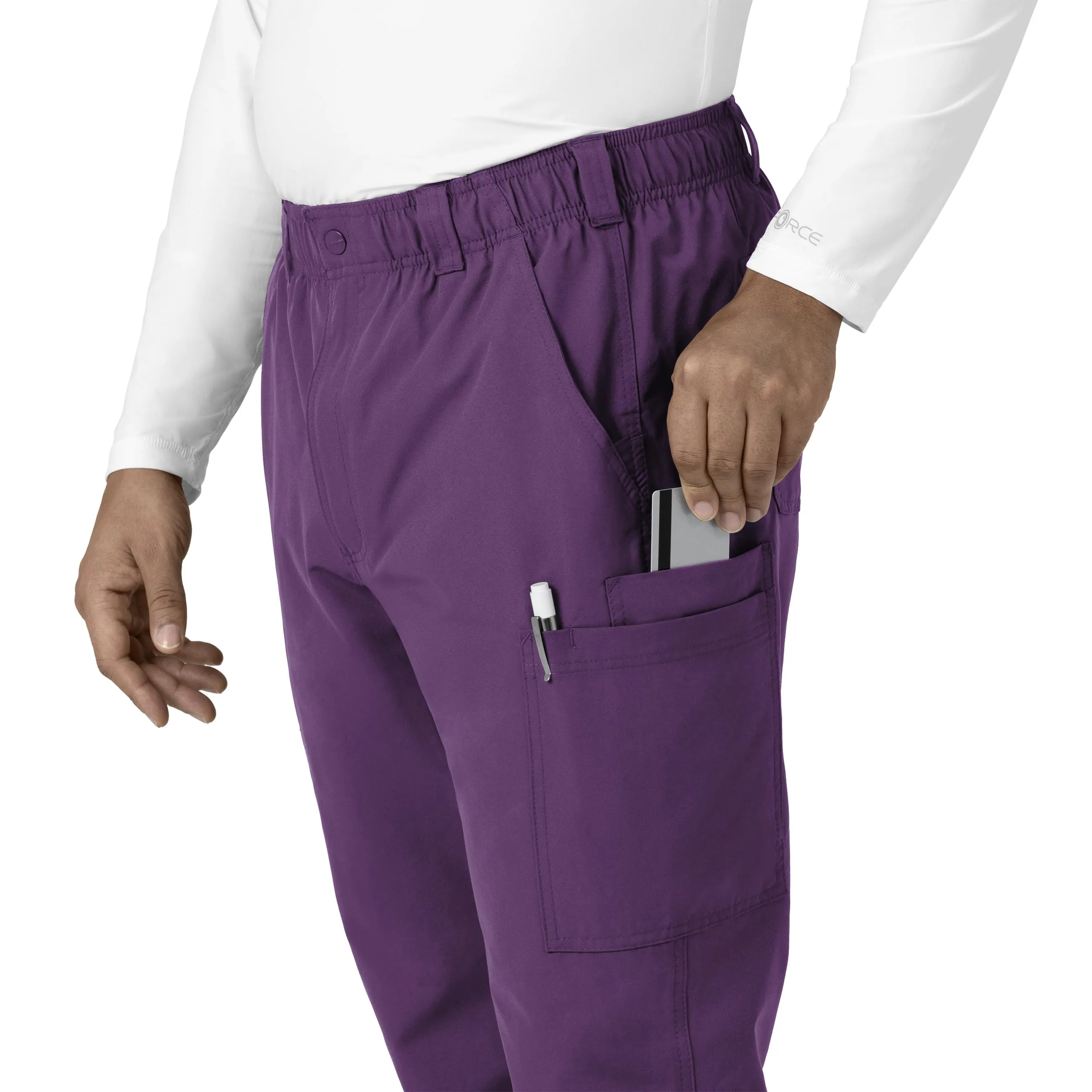 Force Essentials C56113 Men's Straight Leg Cargo Scrub Pants Eggplant