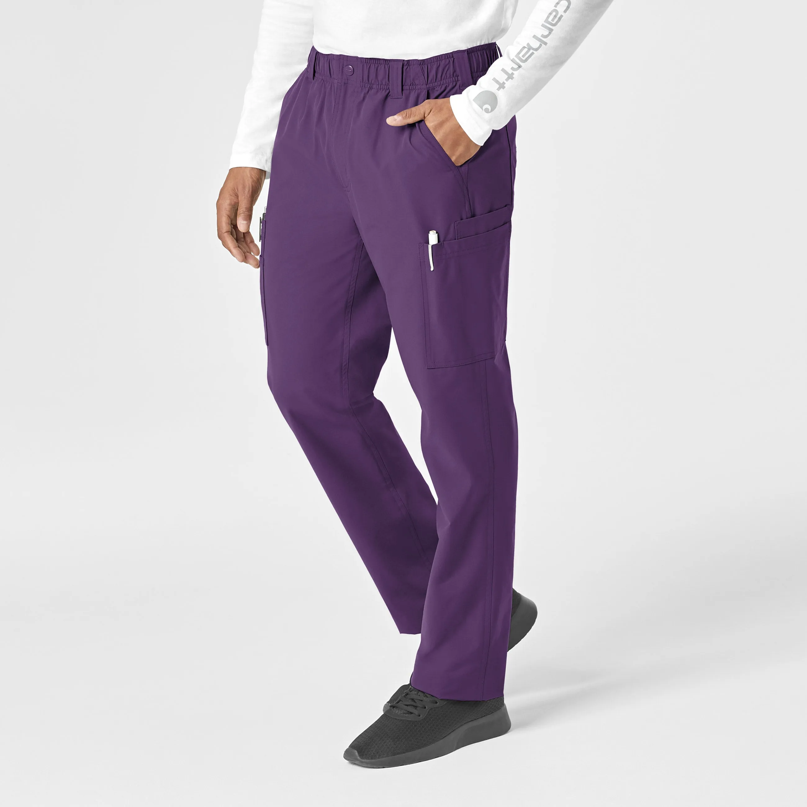 Force Essentials C56113 Men's Straight Leg Cargo Scrub Pants Eggplant