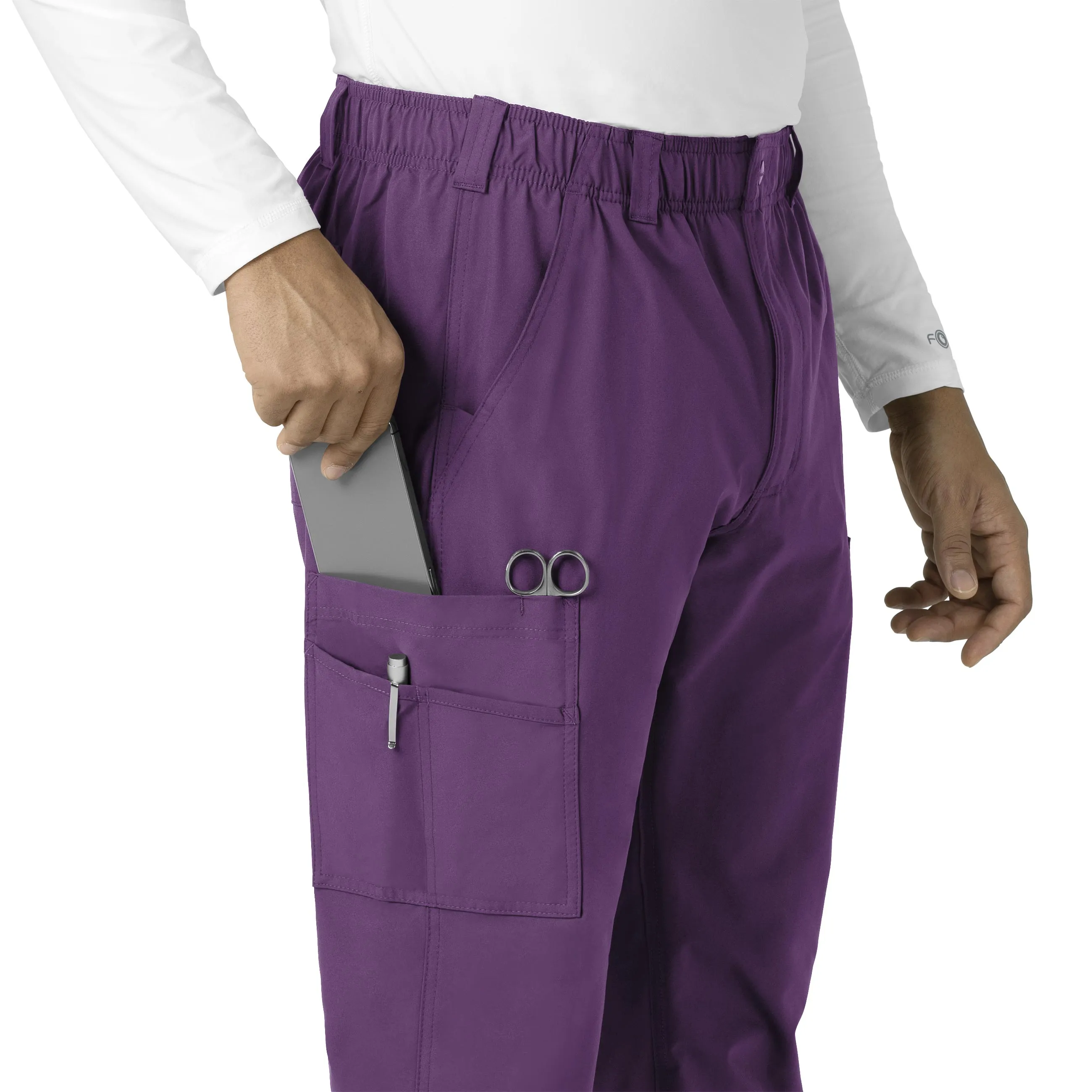 Force Essentials C56113 Men's Straight Leg Cargo Scrub Pants Eggplant