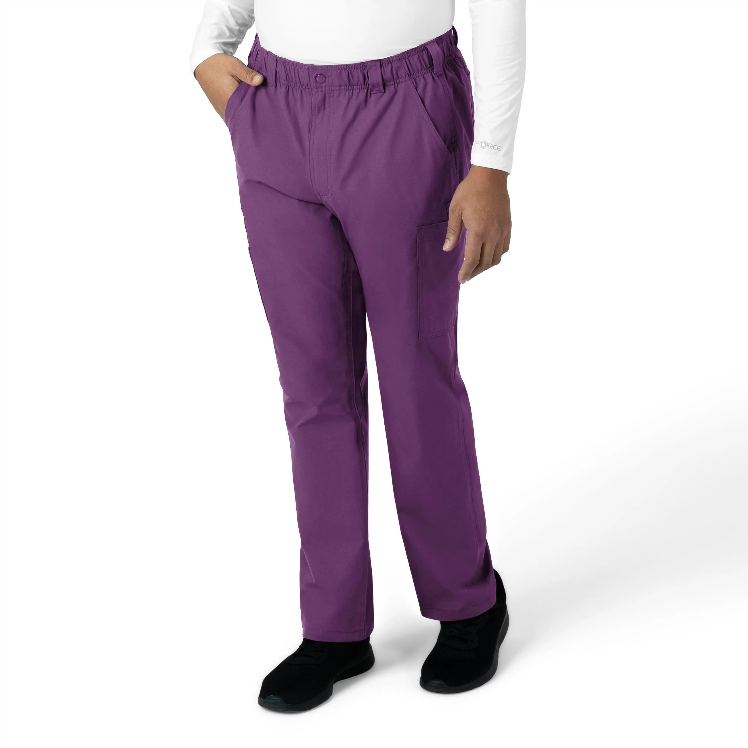 Force Essentials C56113 Men's Straight Leg Cargo Scrub Pants Eggplant