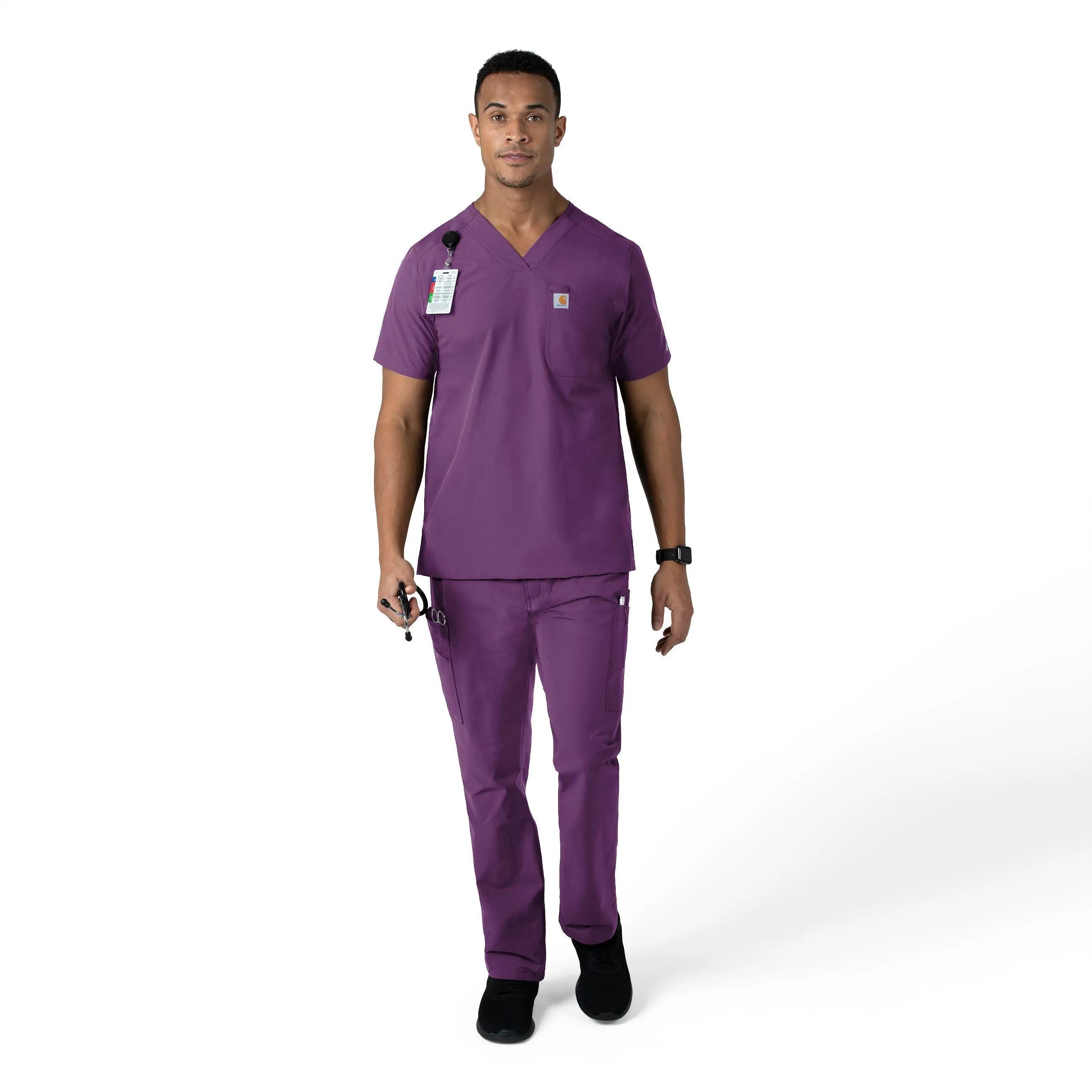 Force Essentials C56113 Men's Straight Leg Cargo Scrub Pants Eggplant