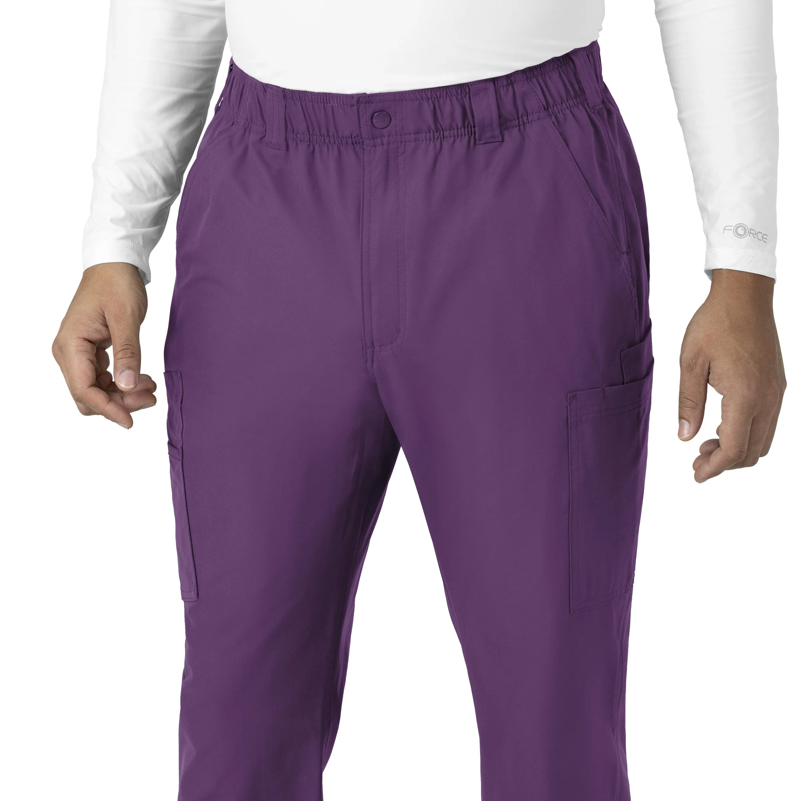 Force Essentials C56113 Men's Straight Leg Cargo Scrub Pants Eggplant