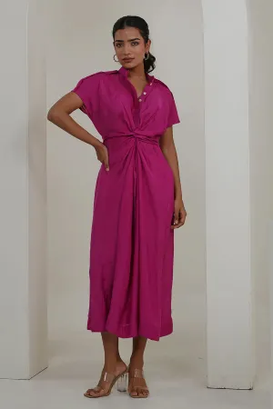 Fuschia Pink Knotted Dress