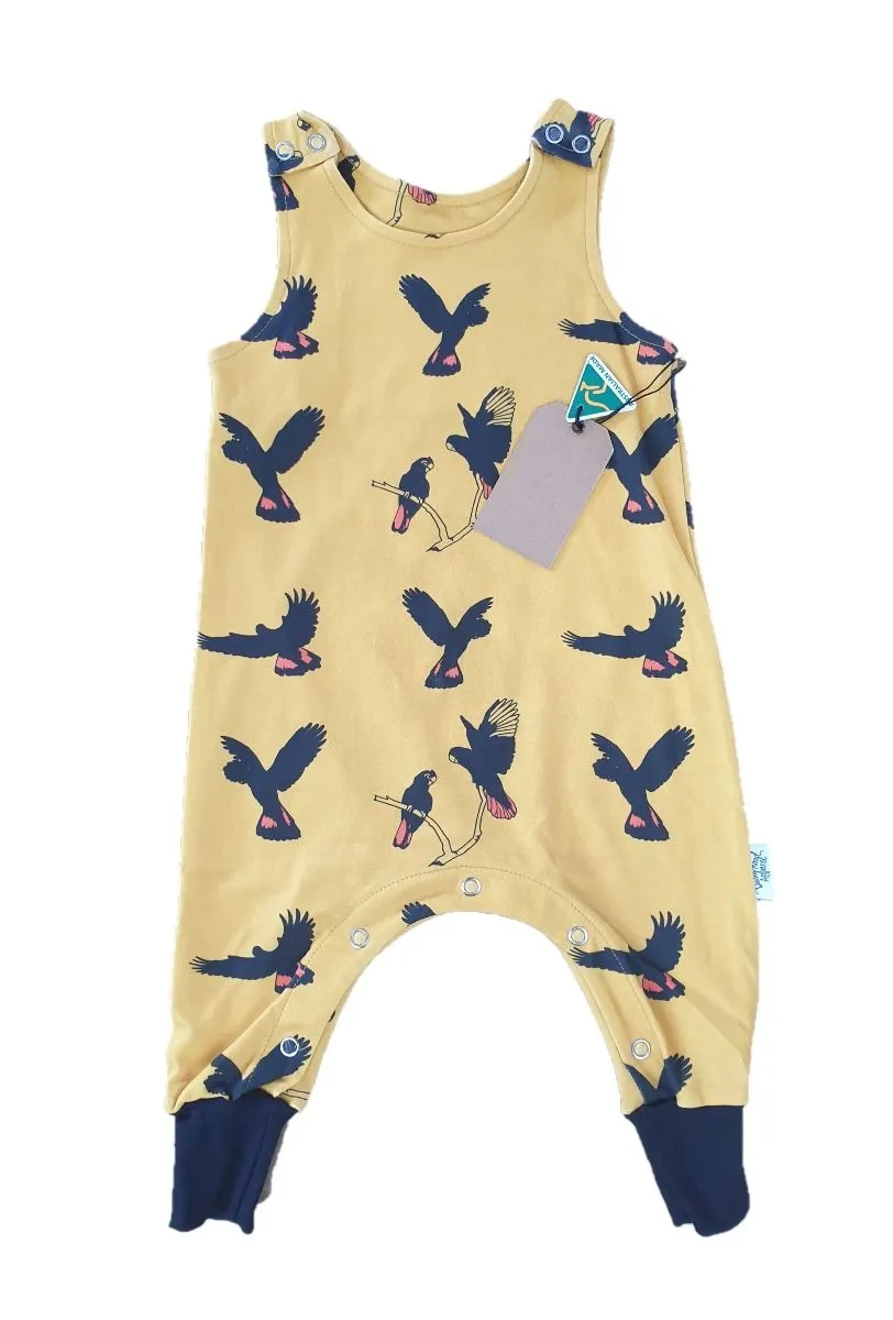 Gang Gang Black Cockatoo | Organic Cotton Romper | Size 000 - 2