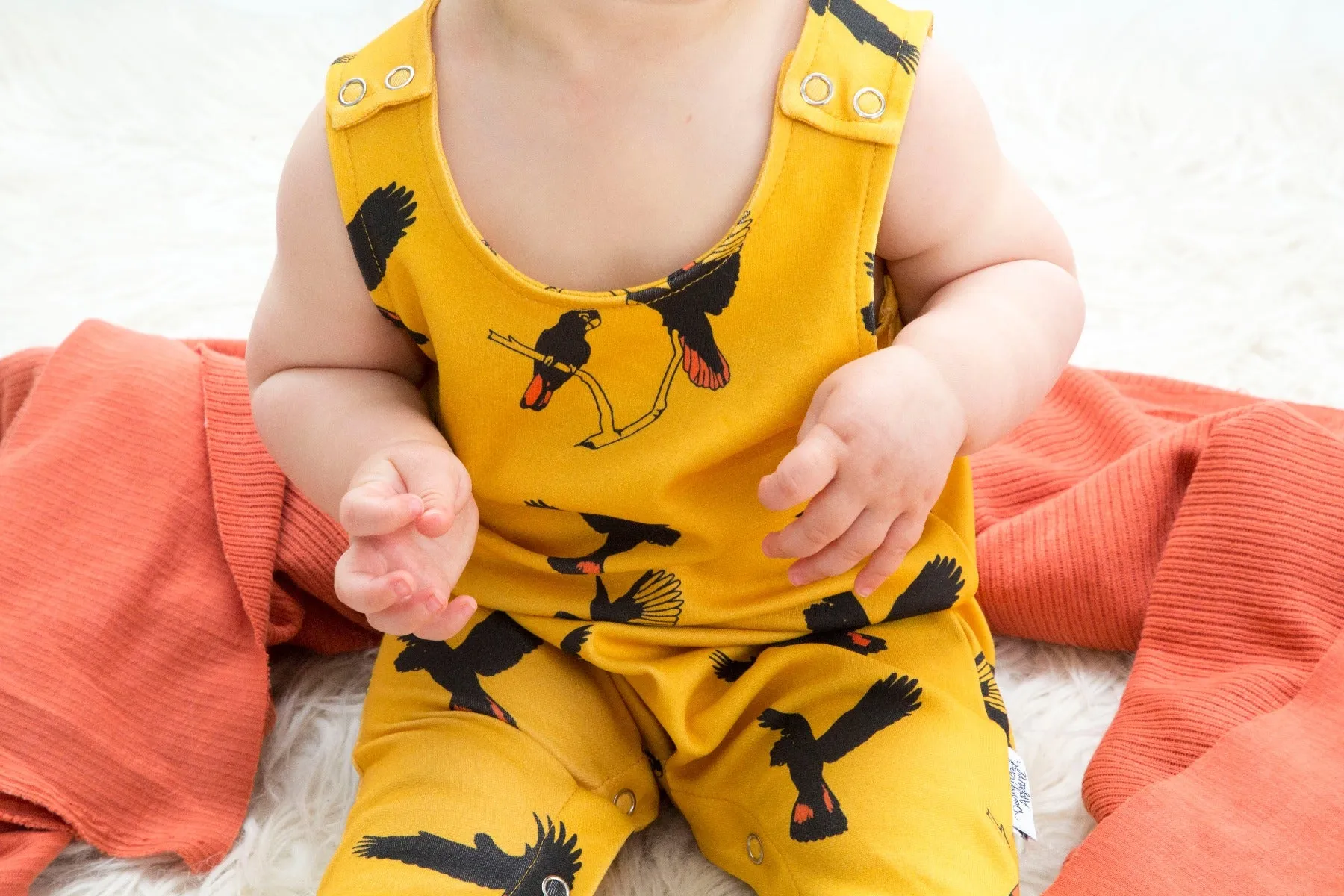 Gang Gang Black Cockatoo | Organic Cotton Romper | Size 000 - 2