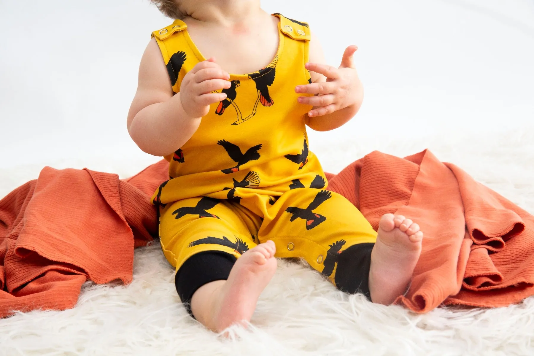 Gang Gang Black Cockatoo | Organic Cotton Romper | Size 000 - 2