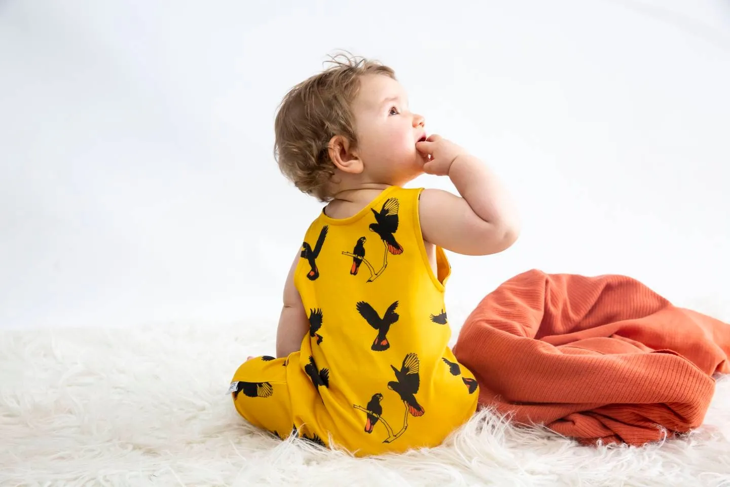 Gang Gang Black Cockatoo | Organic Cotton Romper | Size 000 - 2