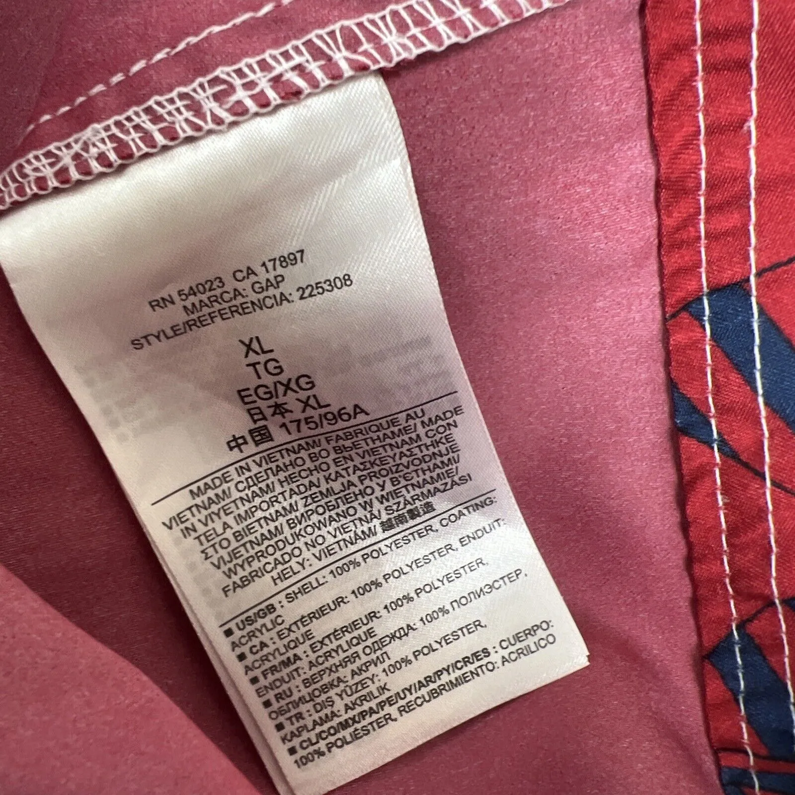 GAP Mens Red Swim Shorts Board Shorts Size XL , Like New