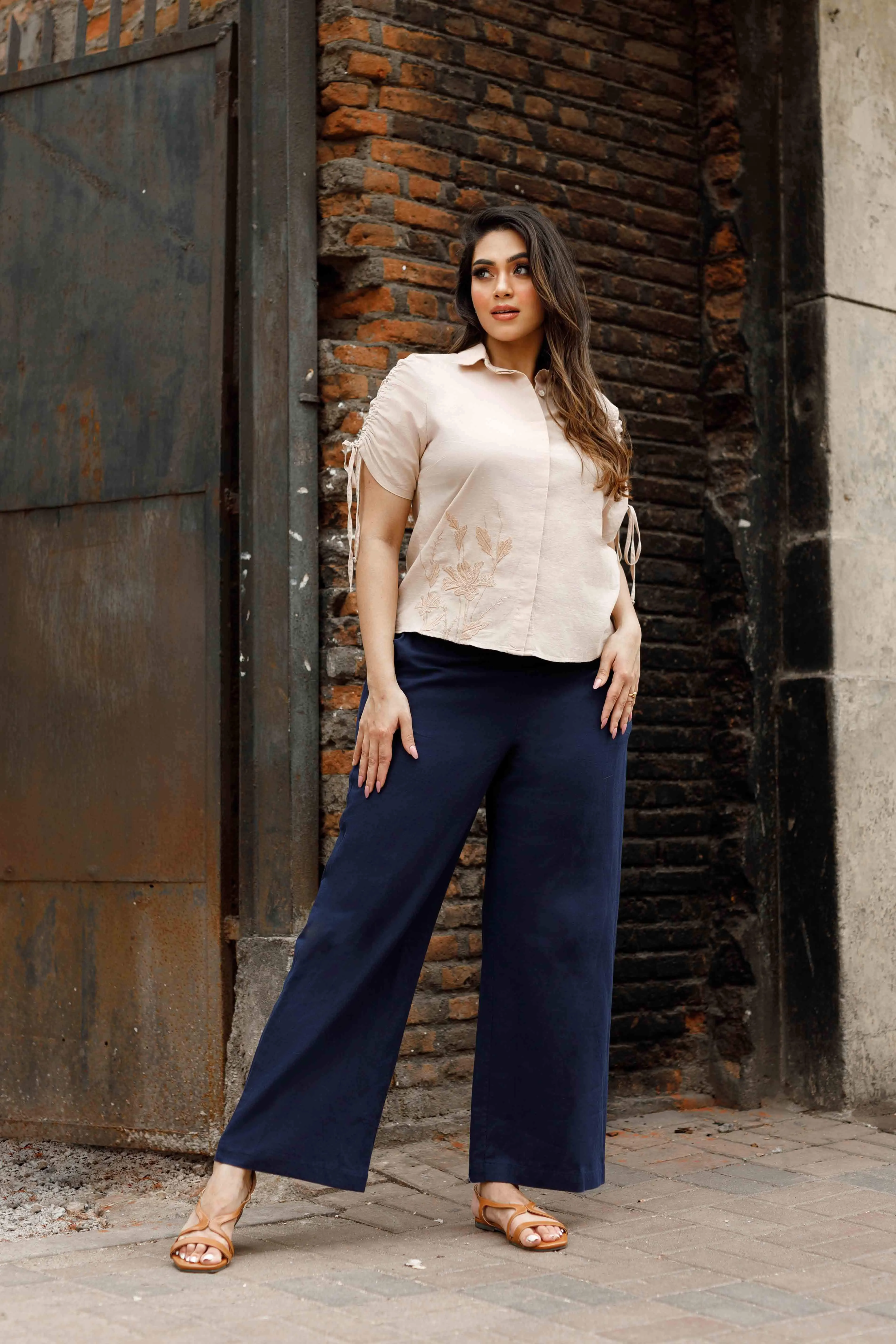 Gardenia Blossom Linen Top