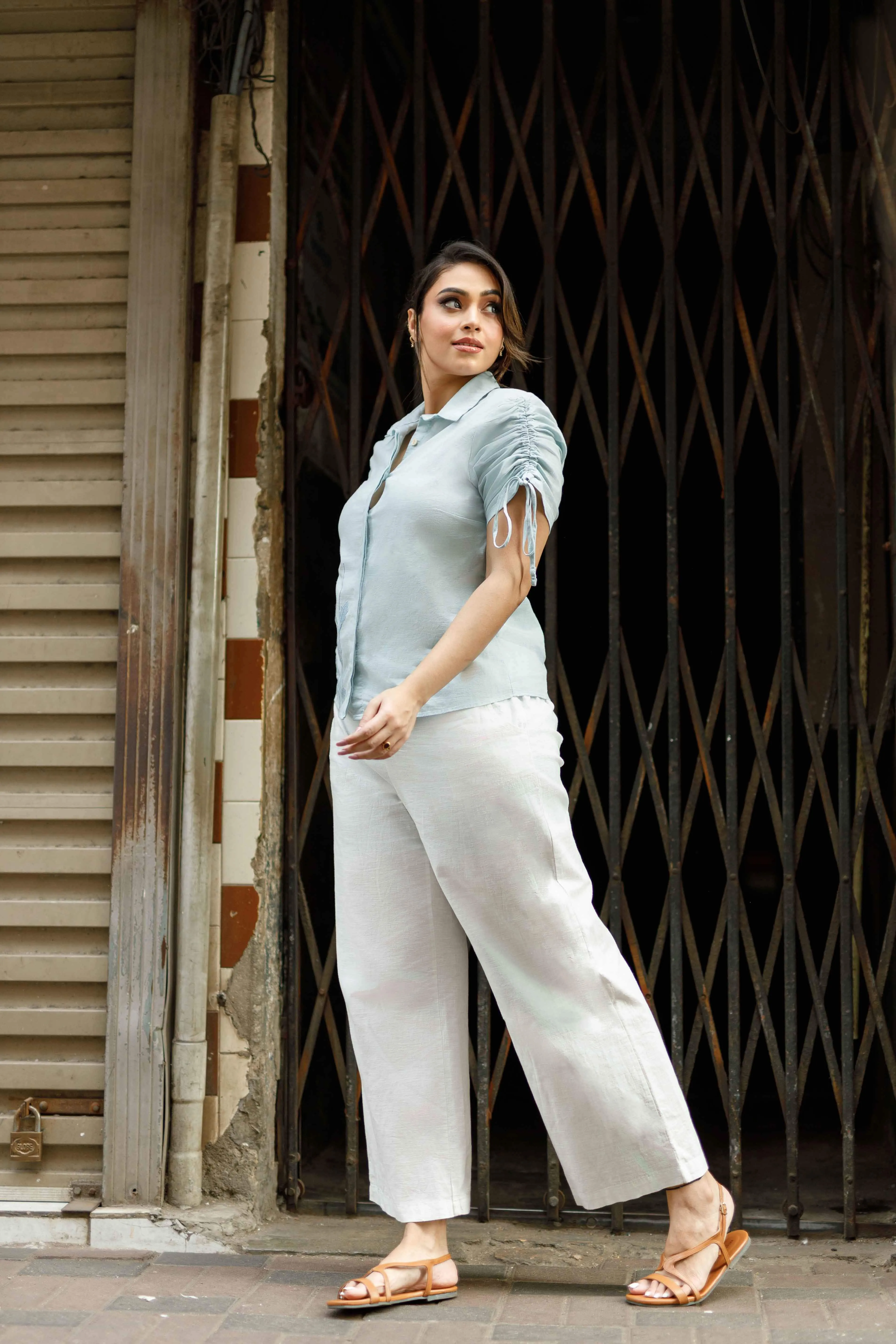 Gardenia Blossom Linen Top