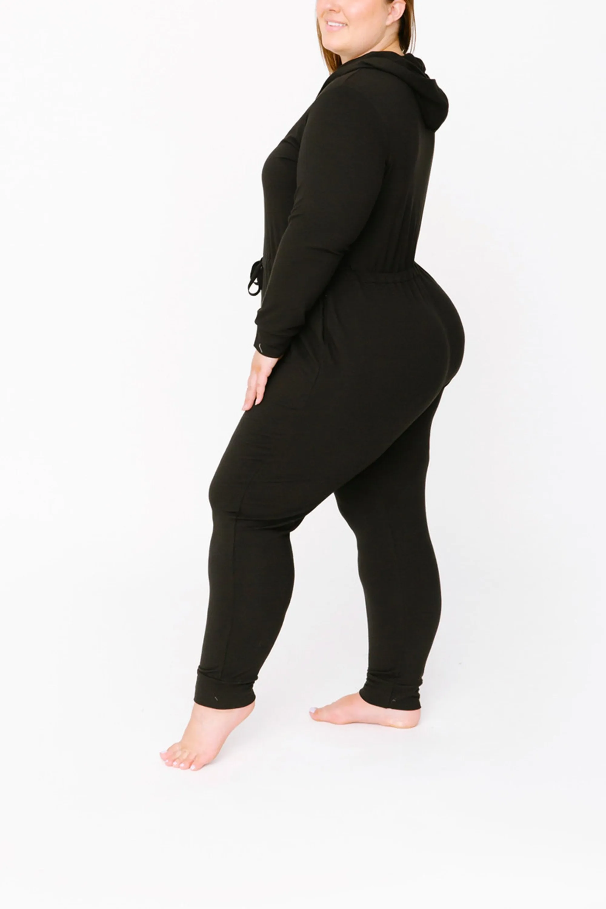 Harris Hoodie Romper in Midnight Black