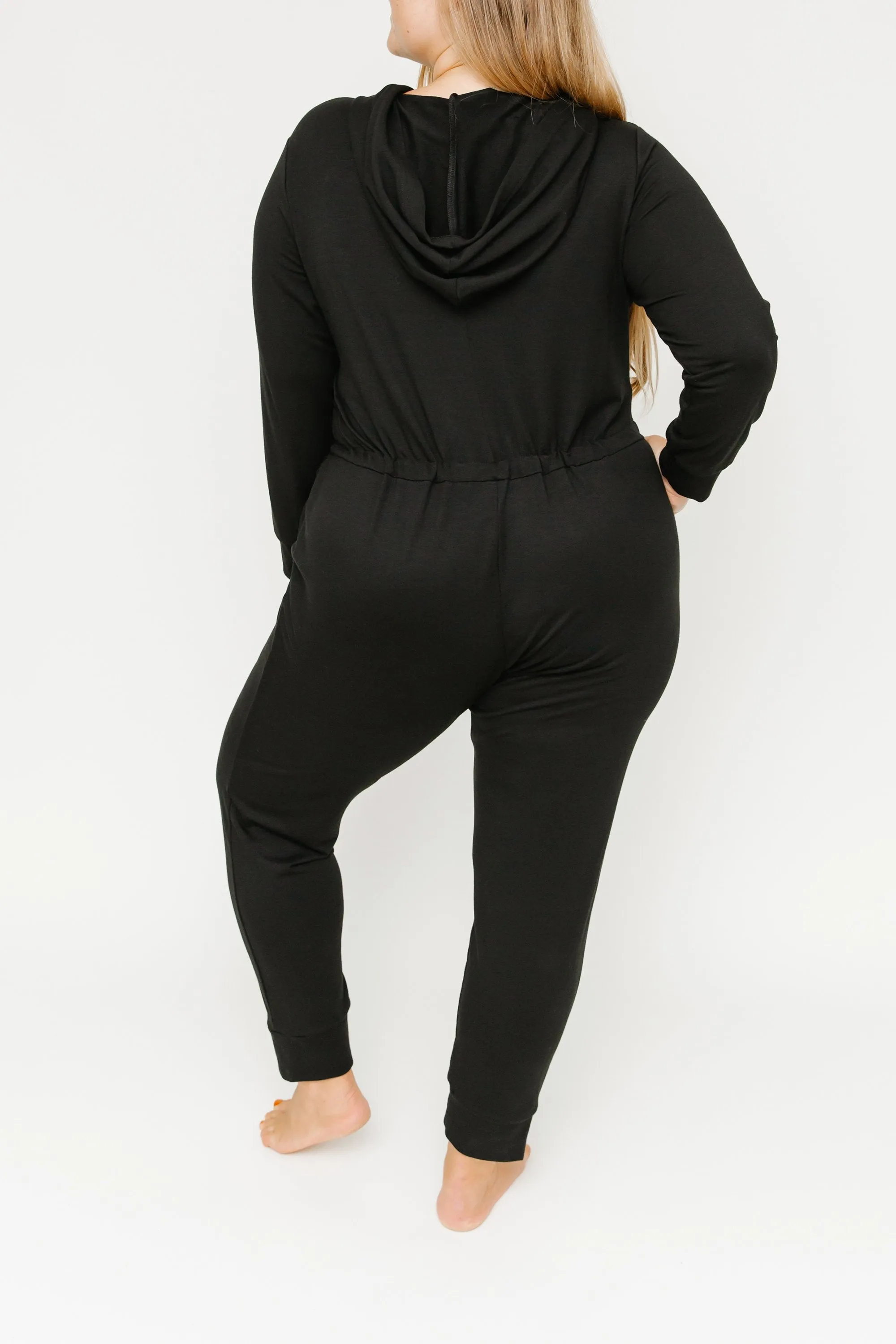 Harris Hoodie Romper in Midnight Black