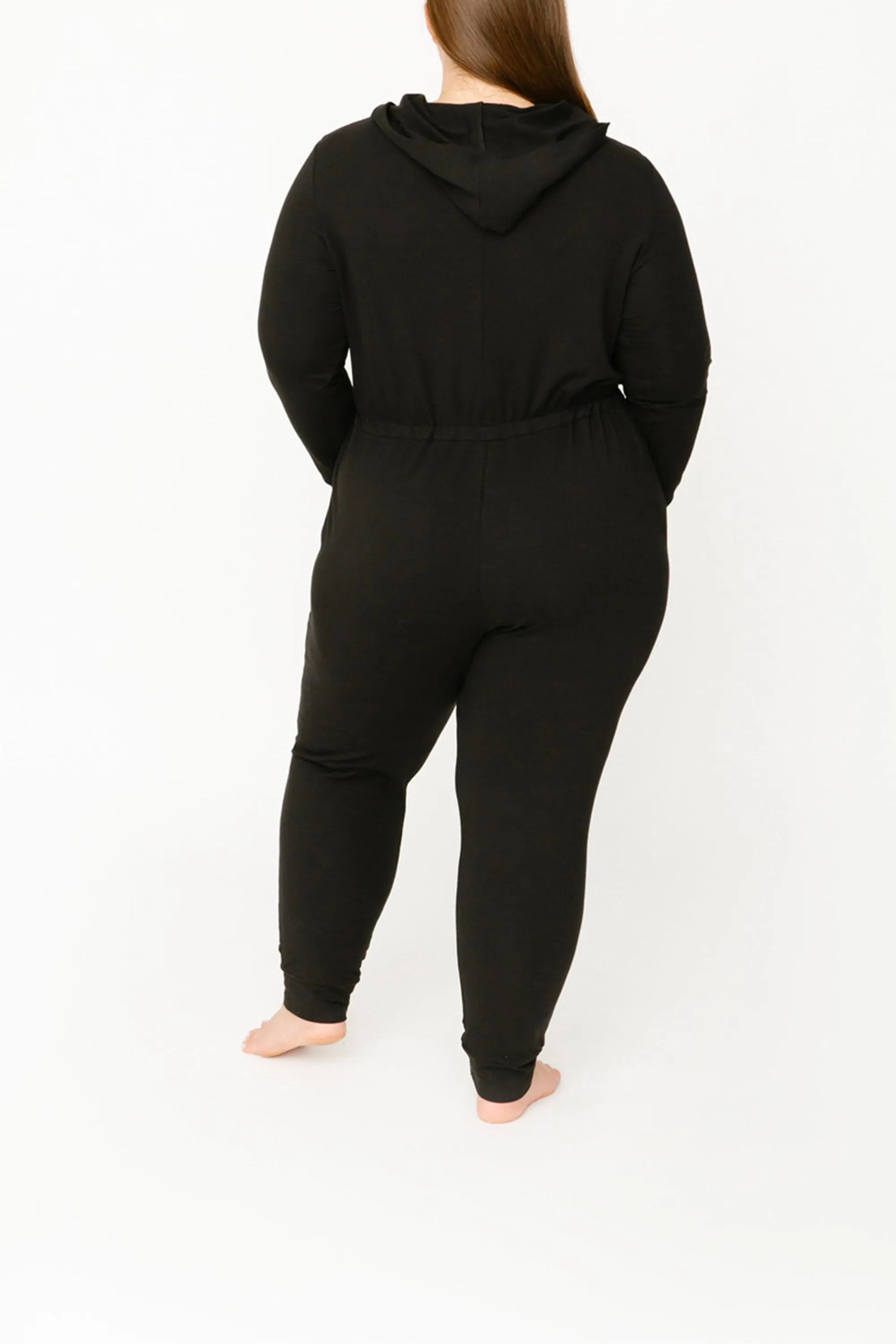 Harris Hoodie Romper in Midnight Black