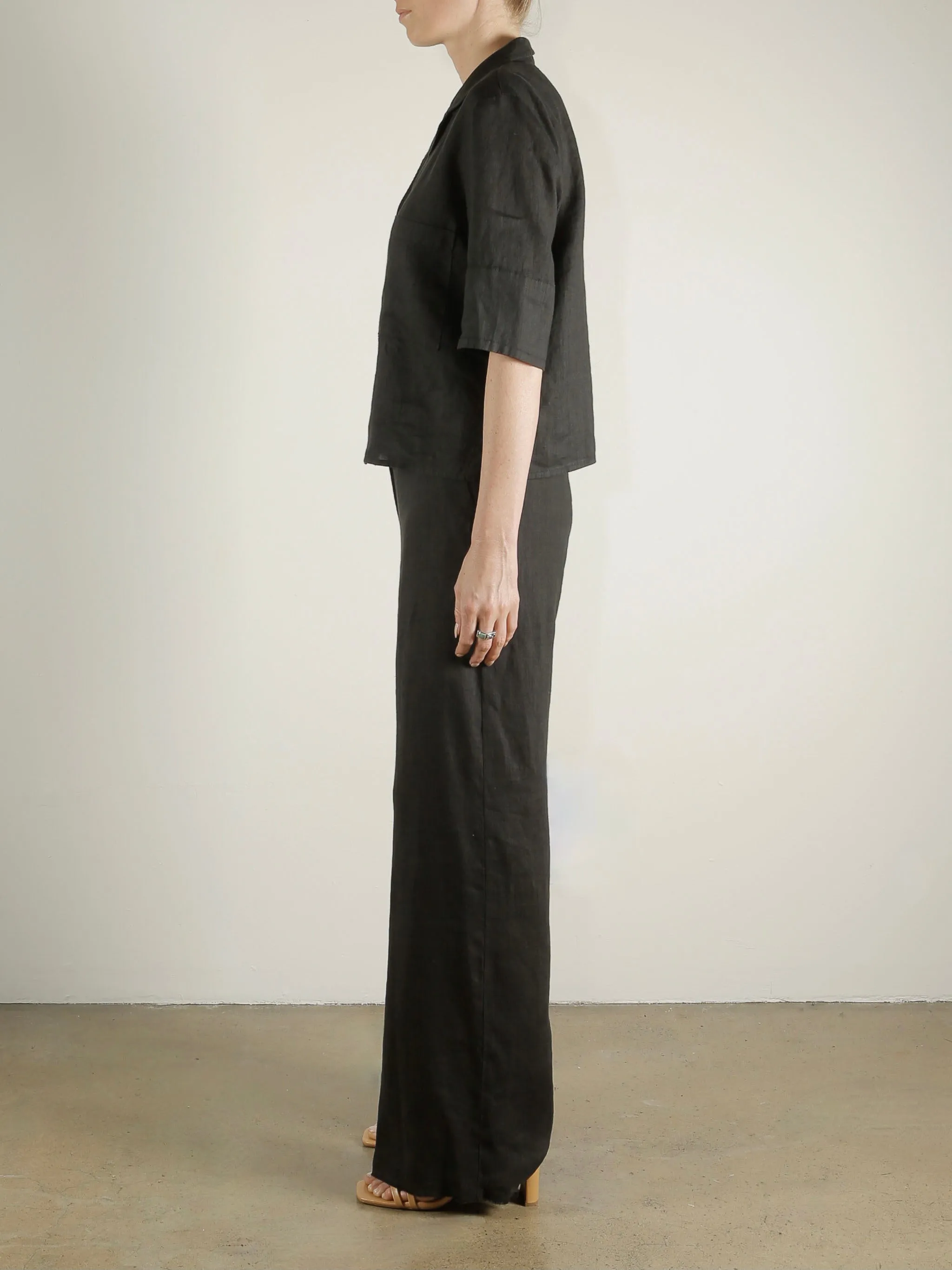 Hepburn Pant in French Linen - Black