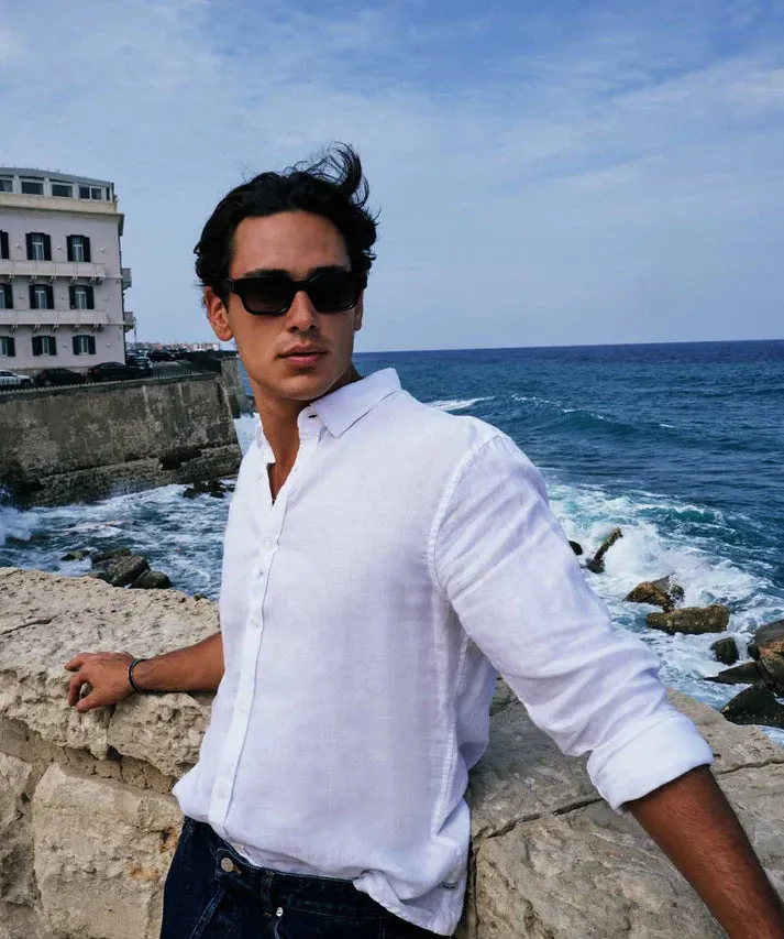 INDUSTRIE THE TENNYSON LINEN LONG SLEEVE SHIRT 2 WHITE