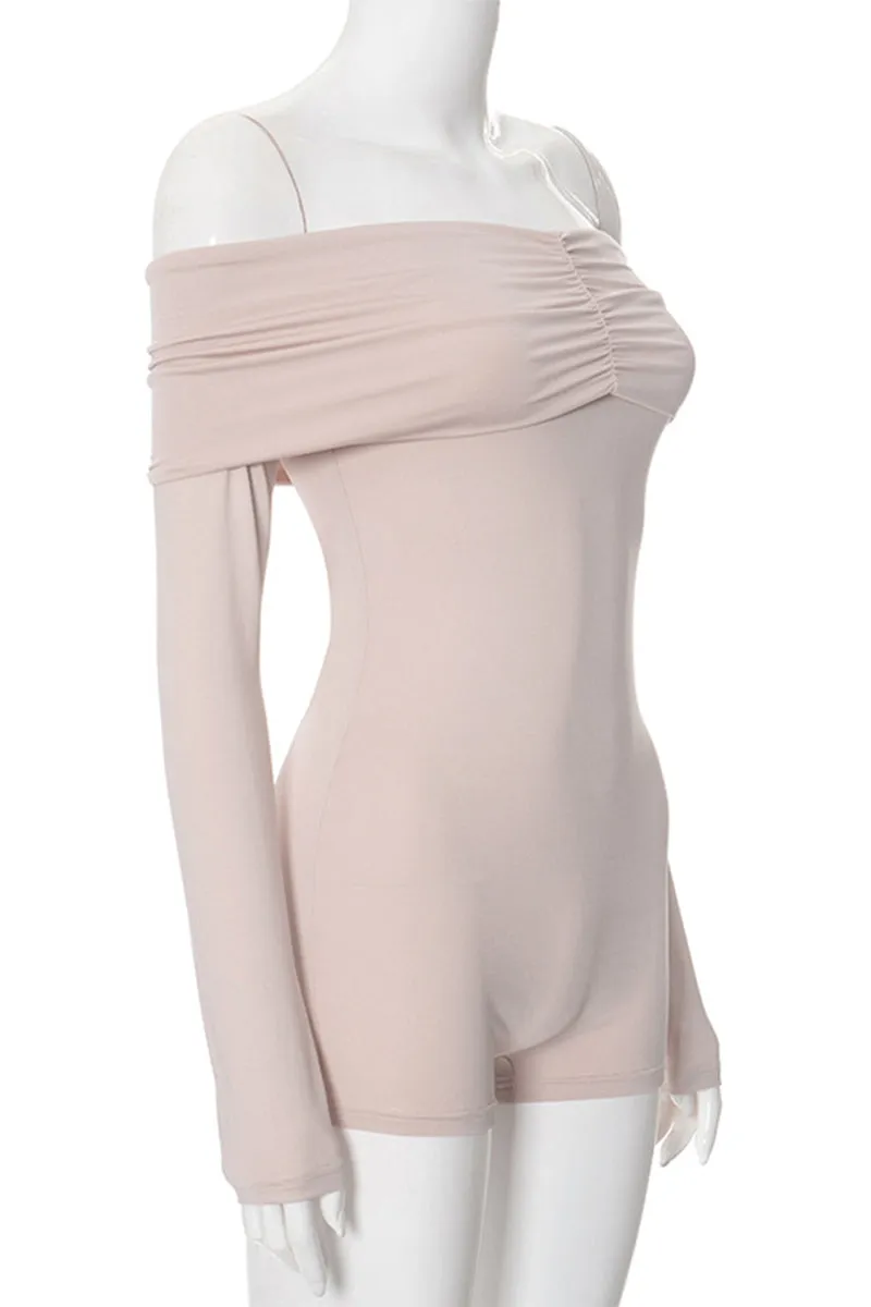 JR3417 Off Shoulder Long Sleeve Rompers