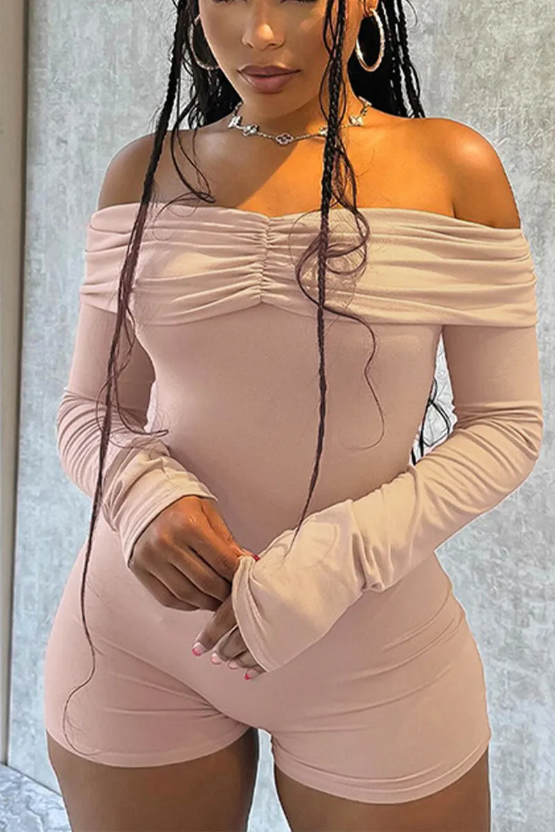 JR3417 Off Shoulder Long Sleeve Rompers