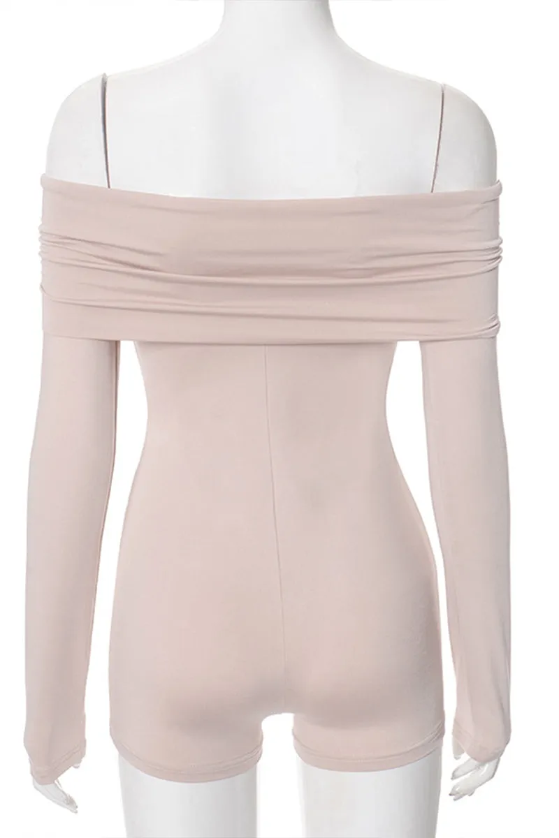 JR3417 Off Shoulder Long Sleeve Rompers