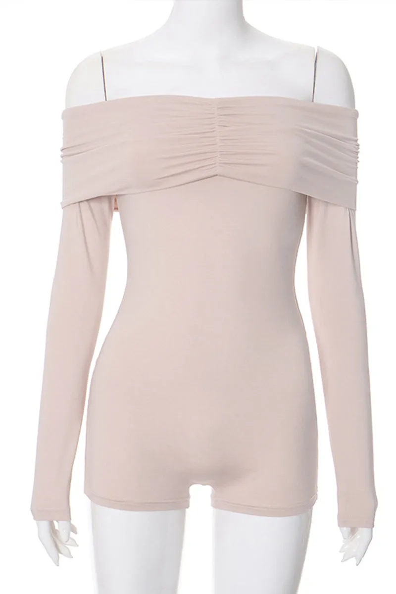JR3417 Off Shoulder Long Sleeve Rompers