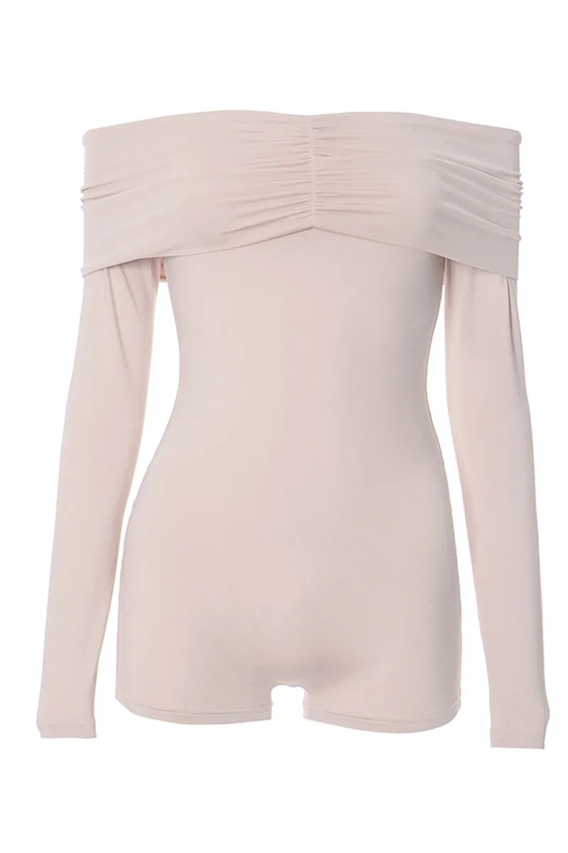 JR3417 Off Shoulder Long Sleeve Rompers