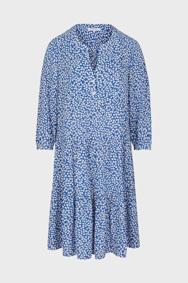 JUDITH FOLIAGE PRINT FLOWING TIERED MINI DRESS