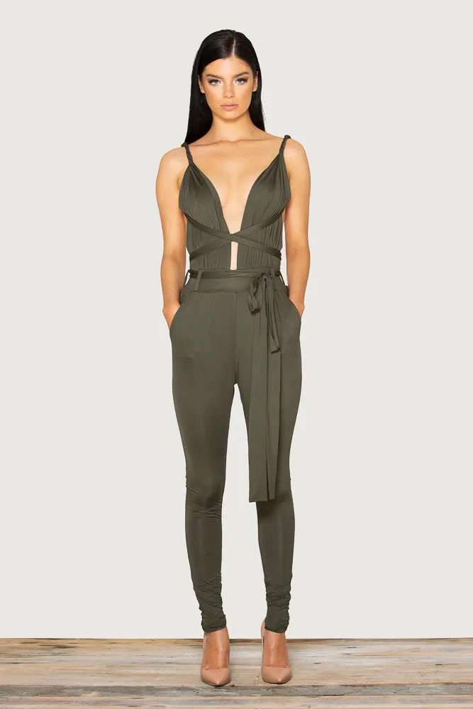 Jumpsuit Sleeveless Spaghetti Strap Deep V Neck Bodycon Playsuit