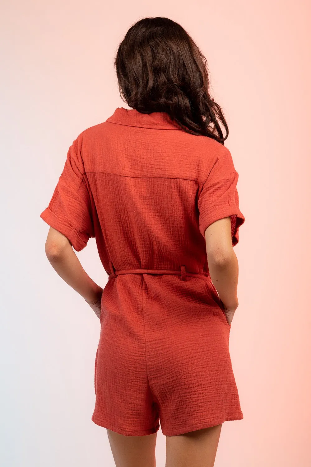 Just One of Those Days Belted Romper - Final Sale