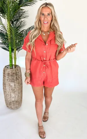 Just One of Those Days Belted Romper - Final Sale