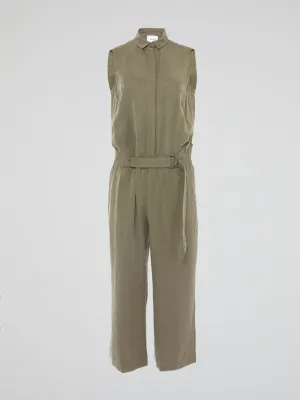 Khaki Belted Jumpsuit