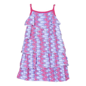 KicKee Pants Print Tiered Ruffle Dress--Forget Me Not Piranha