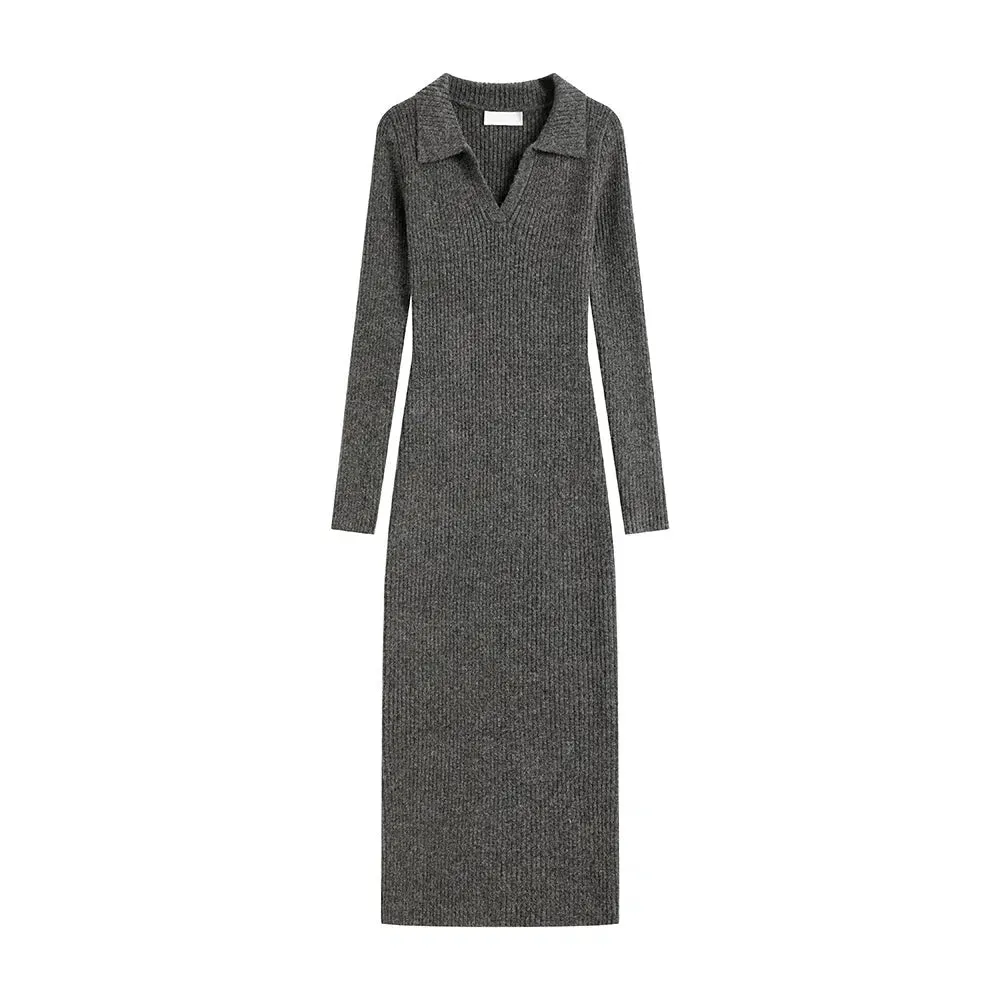 Knitted Long Sleeve Midi Dress
