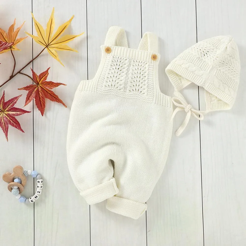 Knitted Sleeveless Jumpsuit & Bonnet