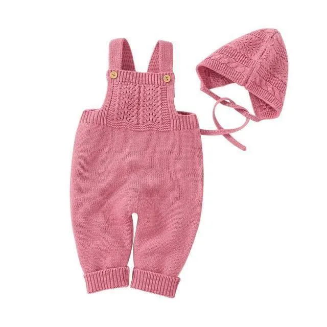 Knitted Sleeveless Jumpsuit & Bonnet