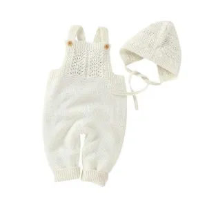 Knitted Sleeveless Jumpsuit & Bonnet