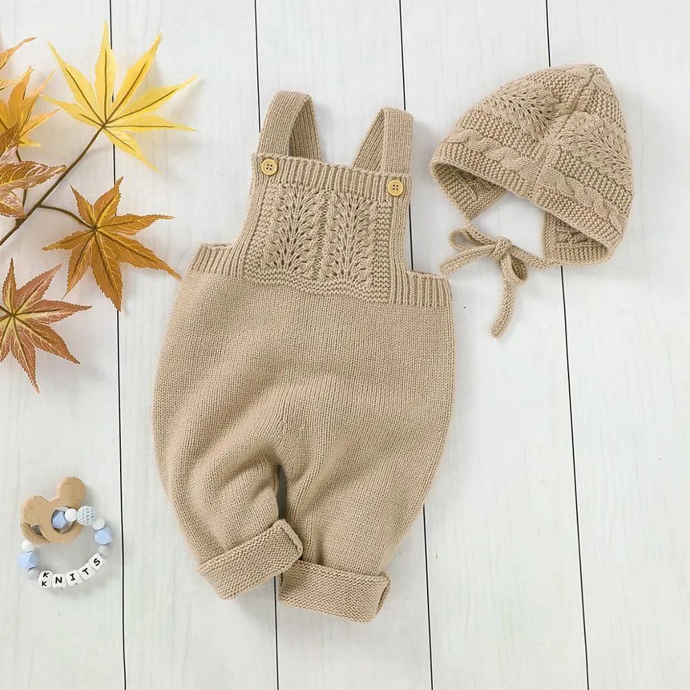 Knitted Sleeveless Jumpsuit & Bonnet