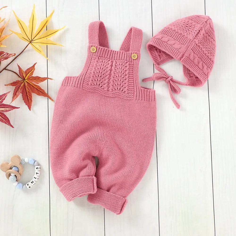 Knitted Sleeveless Jumpsuit & Bonnet
