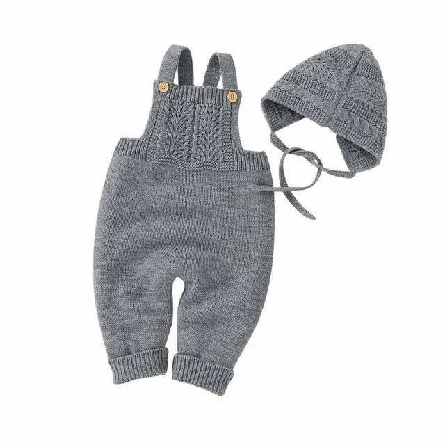 Knitted Sleeveless Jumpsuit & Bonnet