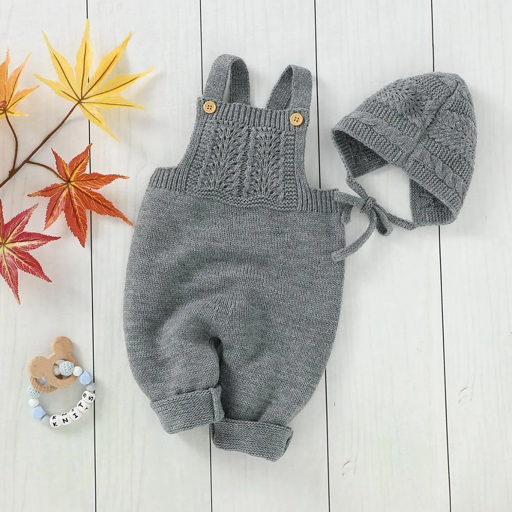Knitted Sleeveless Jumpsuit & Bonnet