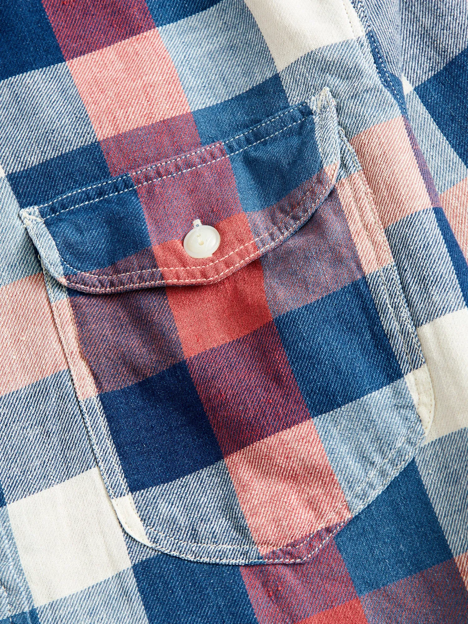 Lee Cotton-Linen Workshirt in Red/Indigo Plaid