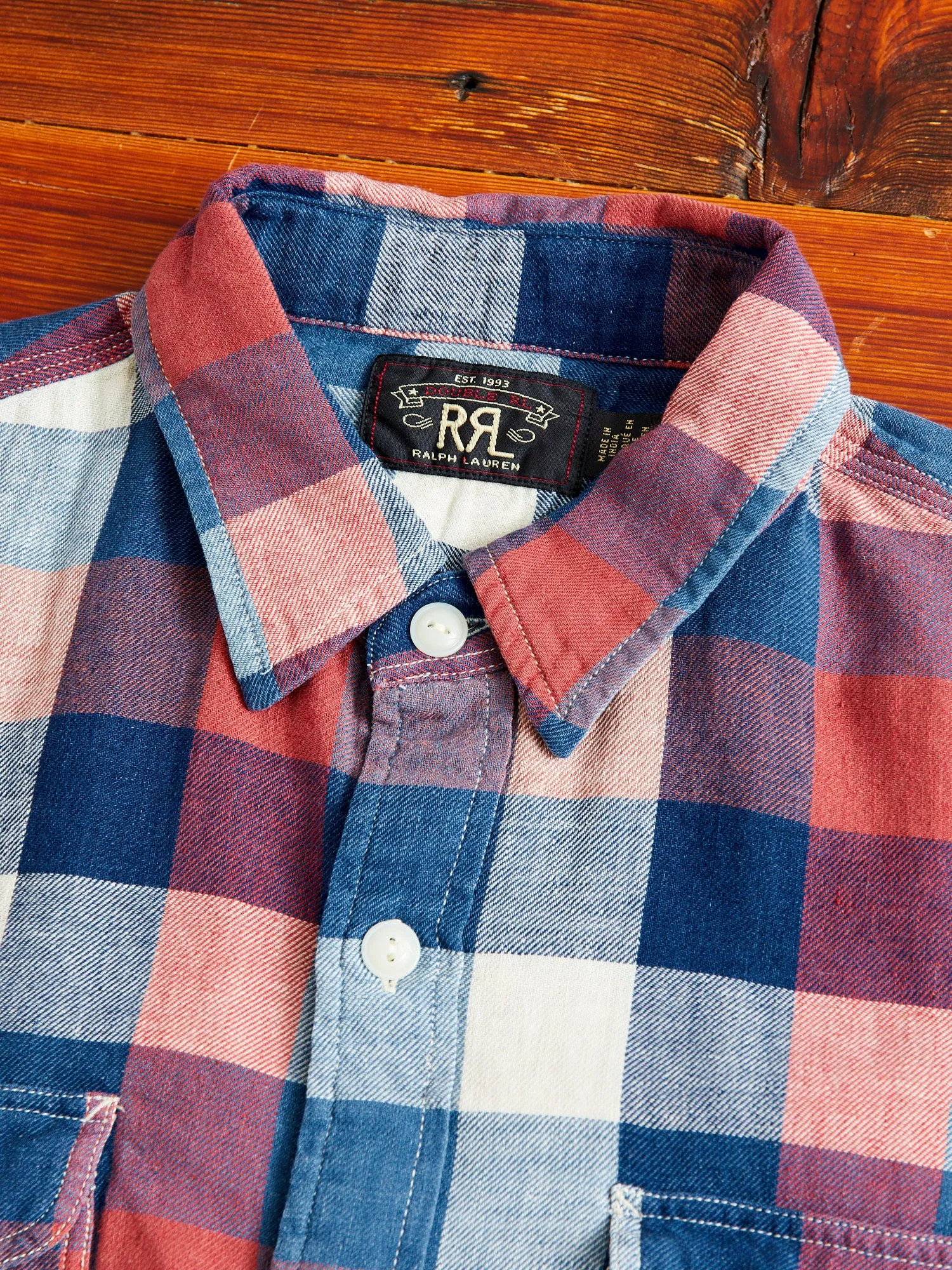 Lee Cotton-Linen Workshirt in Red/Indigo Plaid