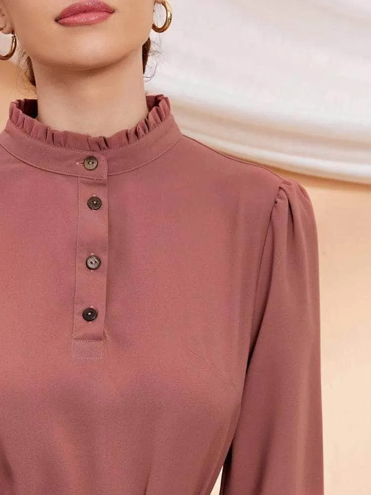 Lemon Tart Button Tie Waist Detail Maxi Long Dress LTAMD214