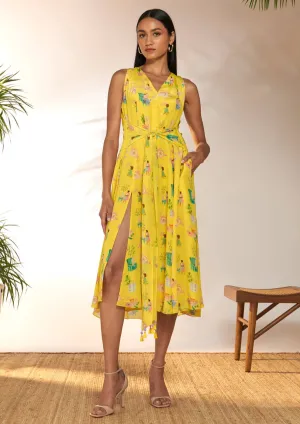 Lemon yellow jam & toast midi dress